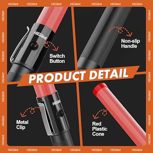 Miniatura 5 de HiGiant Paquete de 6 varitas de tráfico de 16 pulgadas, bastón de control de tráfico LED, pequeñas varitas de luz naranja con modos intermitentes,