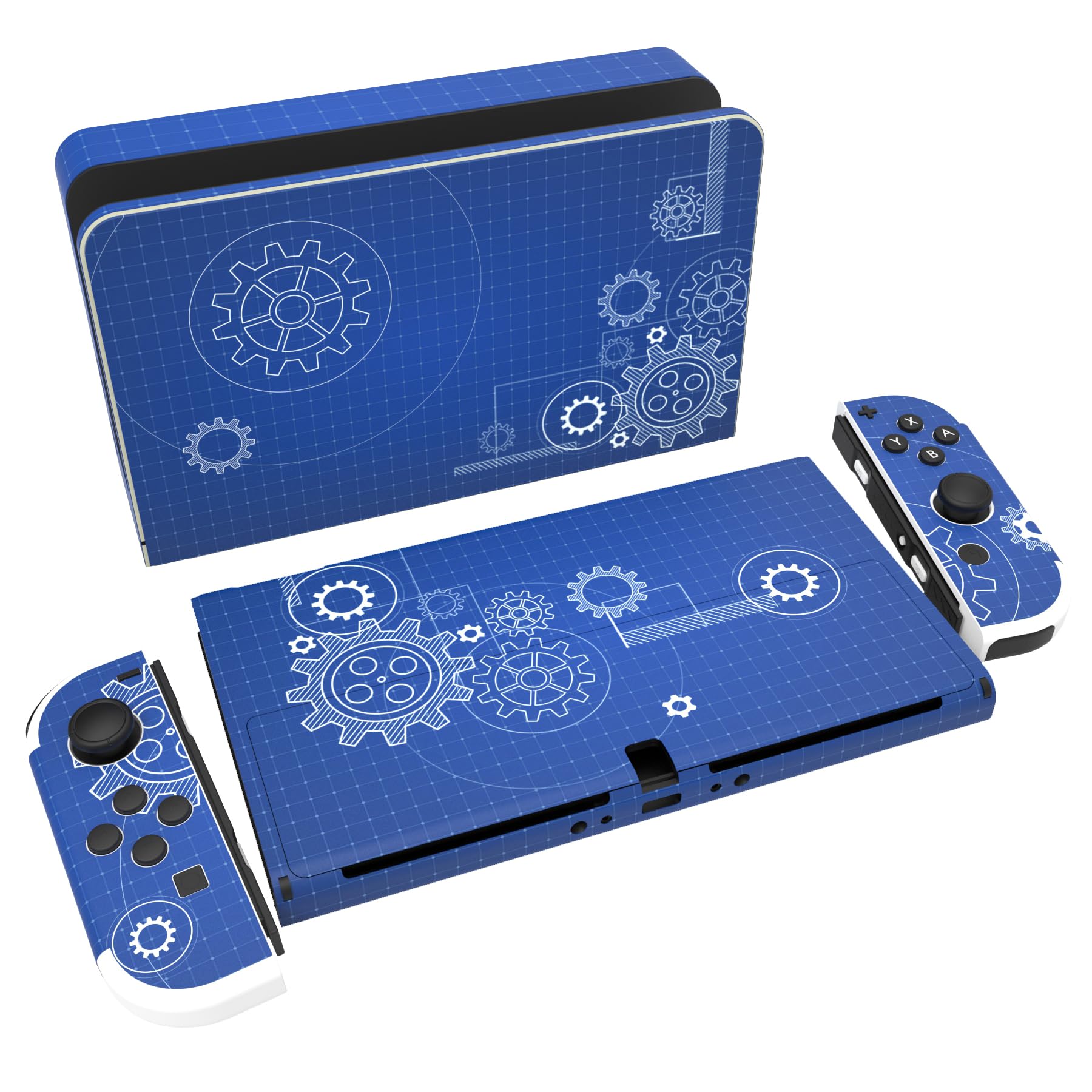 PlayVital Pegatina Protectora Completa para Nintendo Switch OLED - Calcomanías Decorativas para Joy-con y Consola, Skin Stickers Adhesivos (Azul Nebula) — view 9