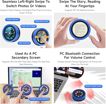 waveshare ESP32-S3 1.8inch Knob Display Development Board, Multi-Functional Knob Screen, Capacitive Touch, 2.4GHz Wi-Fi and Bluetooth Wireless Connection, No BAT