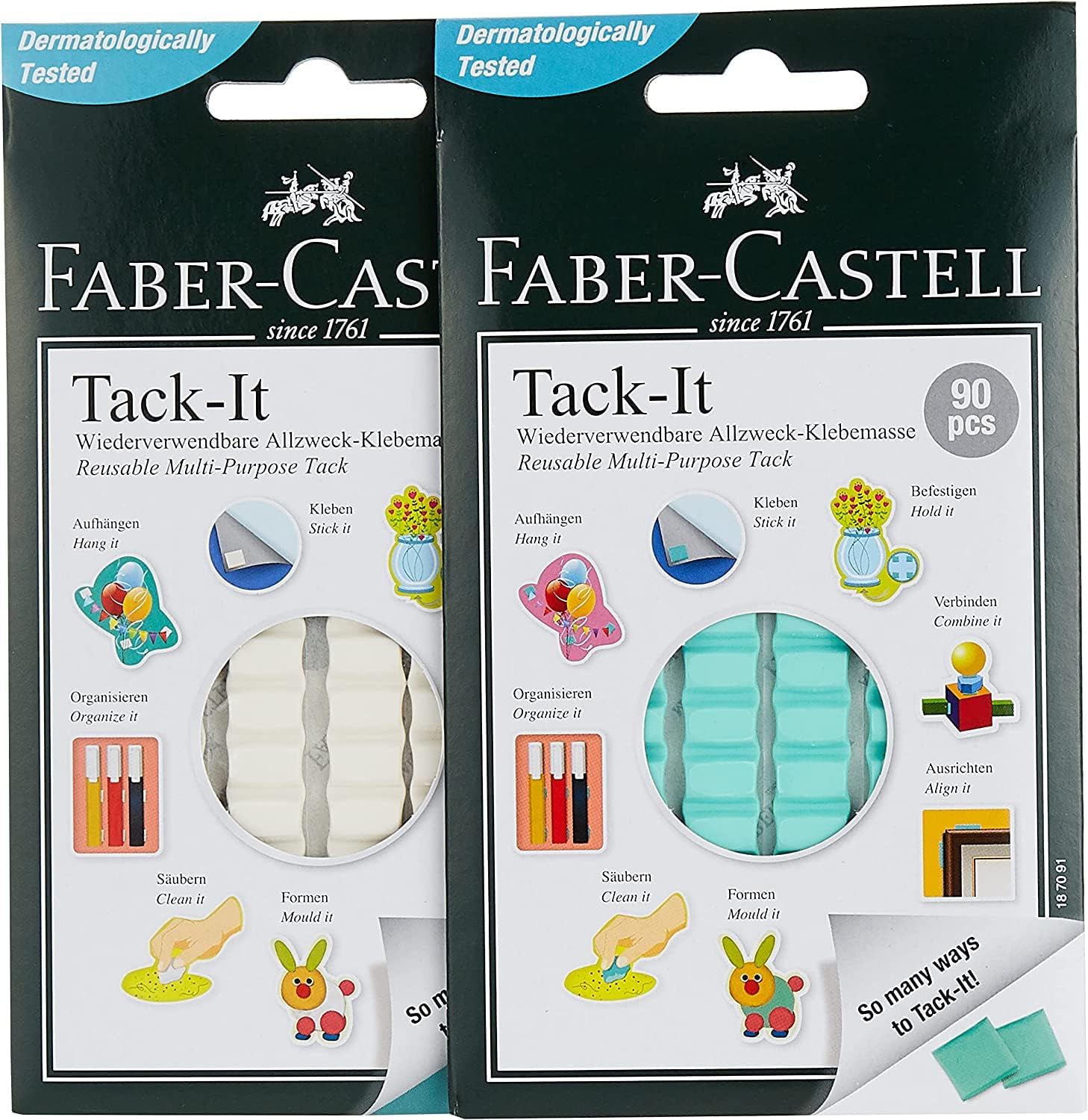 reusable adhesive tack it, green/white, pack of 2