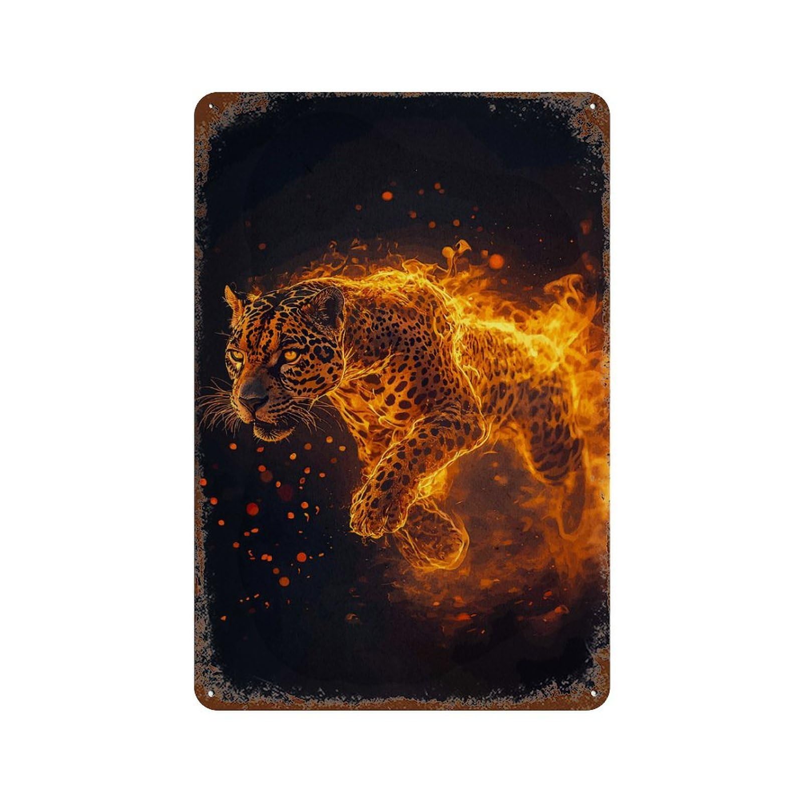 Fiery Jaguar Retro Metal Sign 11.8"x7.9", for Bistro, Counter And Cafe Decor, Rustic Home Decor