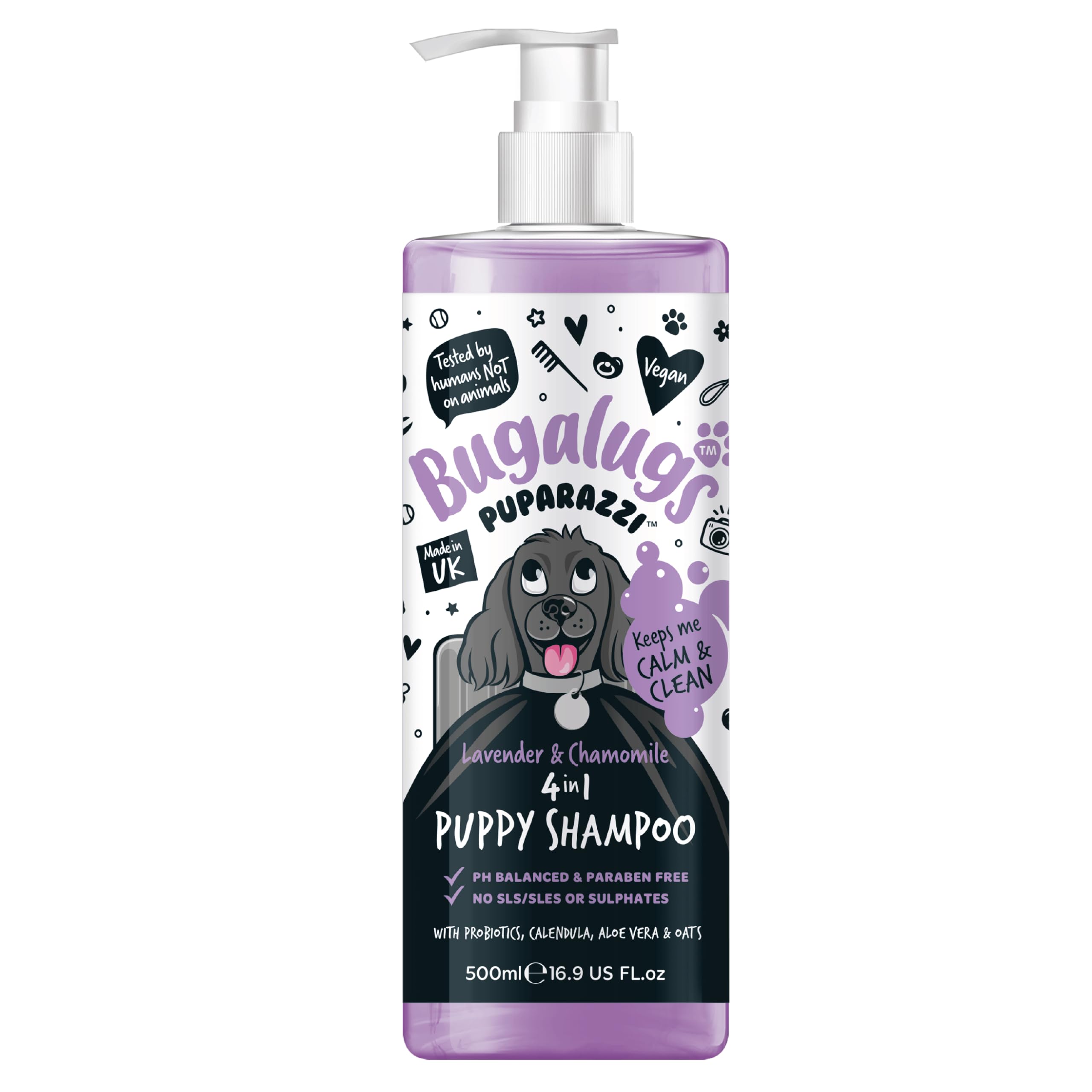 Bugalugs 4 in 1 Puppy Shampoo - Lavender & Chamomile for Smelly Dogs, Puppies - Professional Groom, Vegan Pet Conditioner