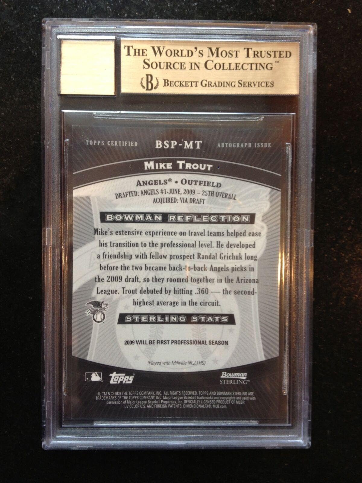 Amazon.com: Topps 2009 Bowman Sterling Prospects Mike Trout Auto Bgs 10 Rc  Super Rare History