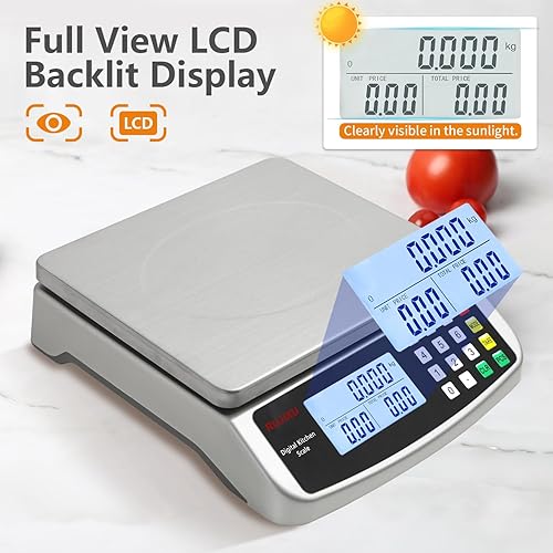 Miniatura 4 de Báscula de alimentos de 88 libras88.2 lbs de gran escala digital de cocina de 0.05 oz1 g con cálculo de precios, báscula comercial de acero