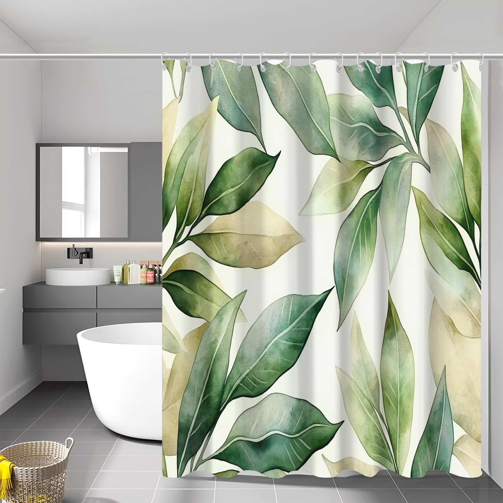 Rideau de douche feuilles tropicales pour une ambiance spa à la maison