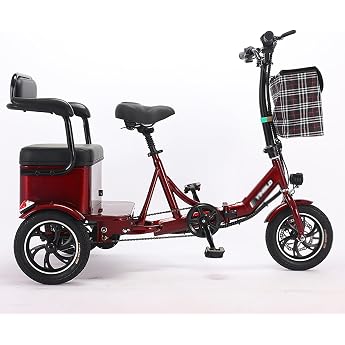 Adult Tricycle 3 Wheeled Cruiser Bike Bicycle Man Power Pedal Senior Trike Beach Cruiser Assist Folding Bicycle Back Seat wit