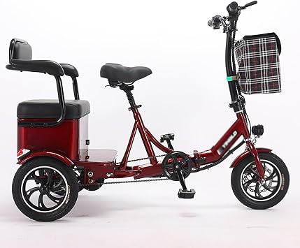 Adult Tricycle 3 Wheeled Cruiser Bike Bicycle Man Power Pedal Senior Trike Beach Cruiser Assist Folding Bicycle Back Seat with Rear Shopping Basket Height Adjustable Recreational Shopping Men Women Bike 16" Color A-REG