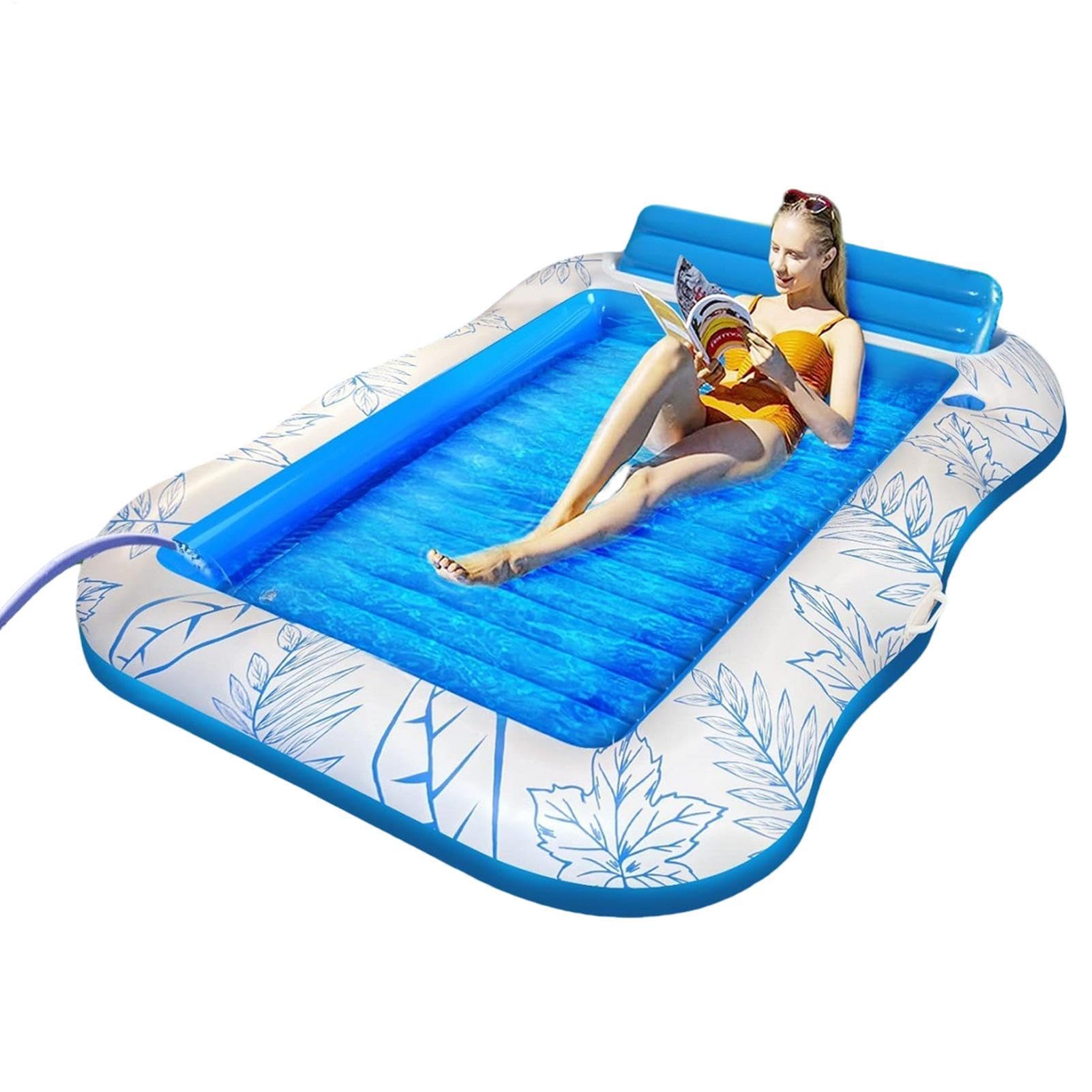 Tanning Pool, Blow Up Floating Rafts, Inflatable Tanning Pool Lounger, Pools Floats Adult With Pillow, For Swim Beach River Outdoor Backyard Yard Deck Home Summer Party