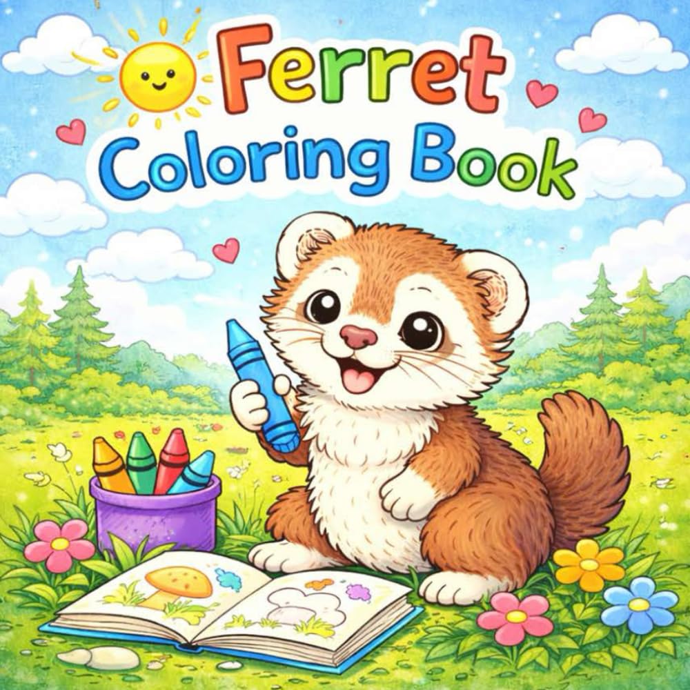Ferret Coloring Book: Cute, Playful, and Adorable Ferrets with 40+ Fun Coloring Pages for Kids and for adults