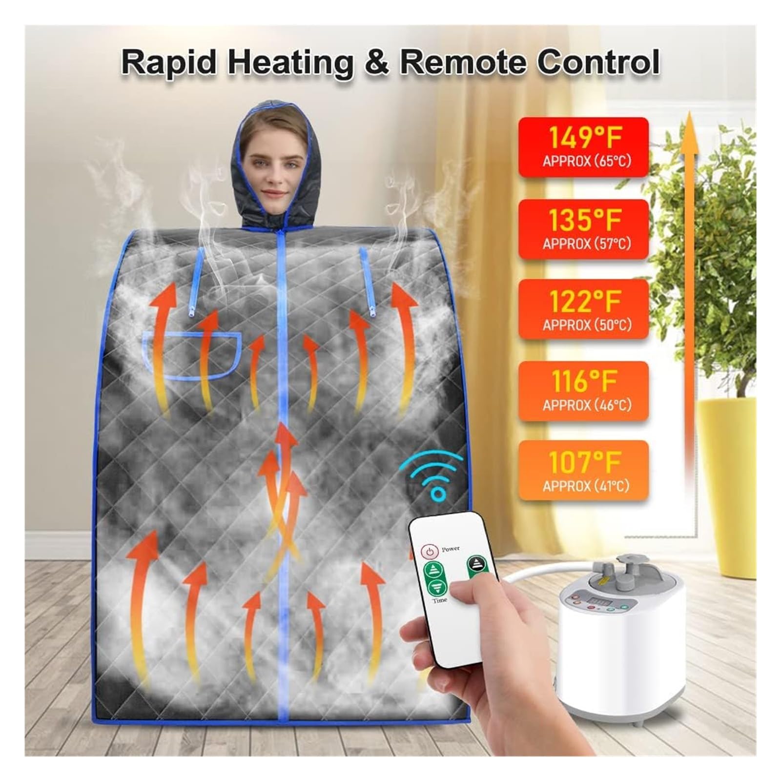 Koc do sauny, sauna, przenośna sauna do domu, Namiot parowy Przenośna sauna z rozkładanym krzesłem Domowa wanna SPA 1000 W 2L Łatwa bezsenność Przenośna konstrukcja do relaksu