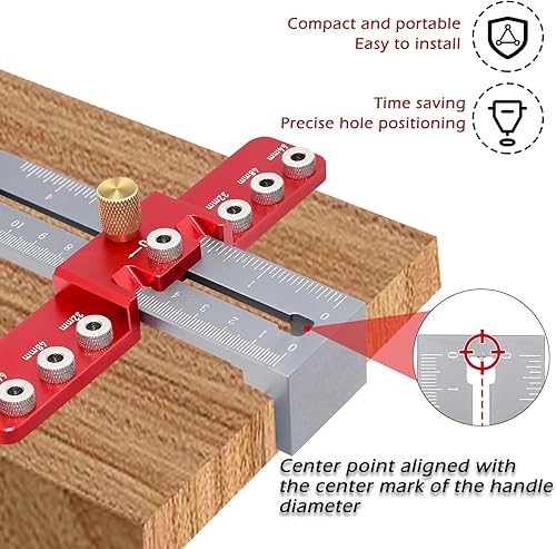 Miniatura 3 de Plantilla de tacos de hardware de gabinete, herramienta de plantilla de hardware de gabinete de metal, localizador de punzón autocentrante con