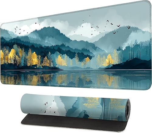 Miniatura 24 de Alfombrilla para mouse, grande antideslizante con bordes cosidos, tapete de escritorio para escritorio, laptop, computadora, teclado, protector de