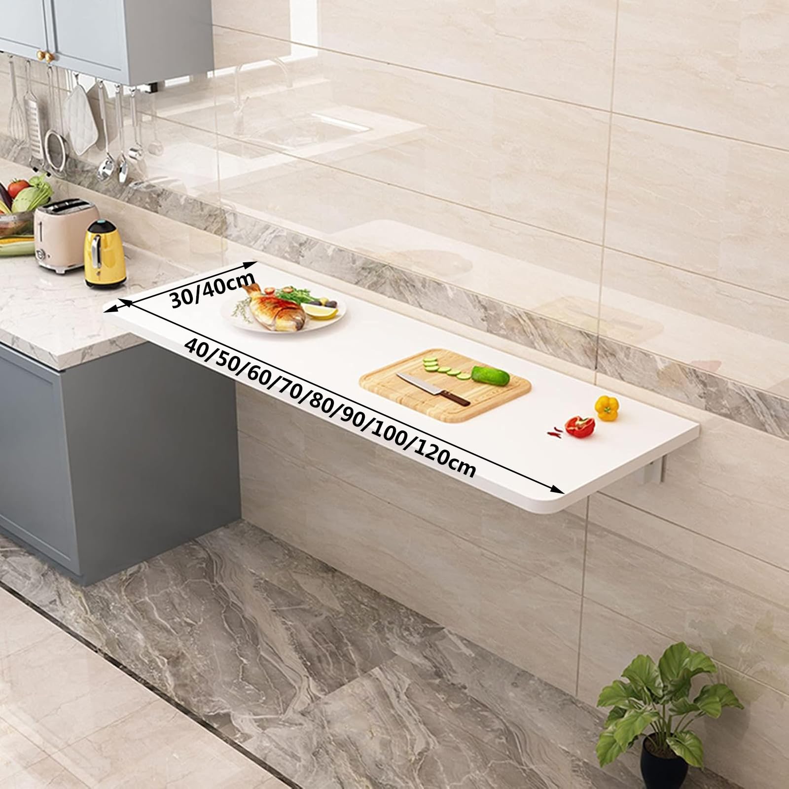 Tavolo a Scomparsa da Muro Cucina, Tavolino Pieghevole, Scrivania in Legno da Parete, scrivania per Computer Multifunzione salvaspazio pensile(Size:90x40cm,Color:Black)