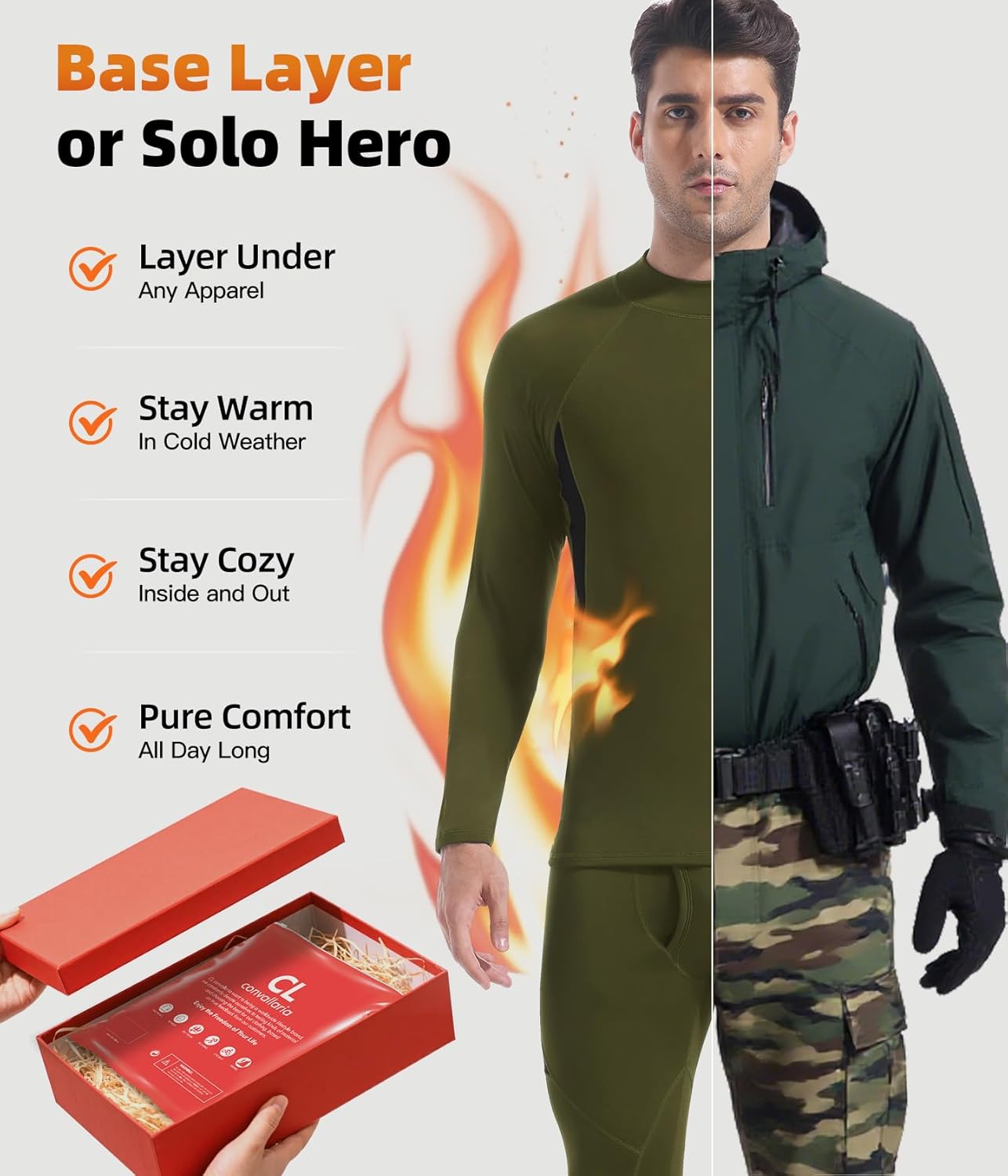 CL convallaria Thermal Underwear Long Johns Set Mens Winter Gift Hunting Gear Sport Base Layer Bottom Top - Image 4