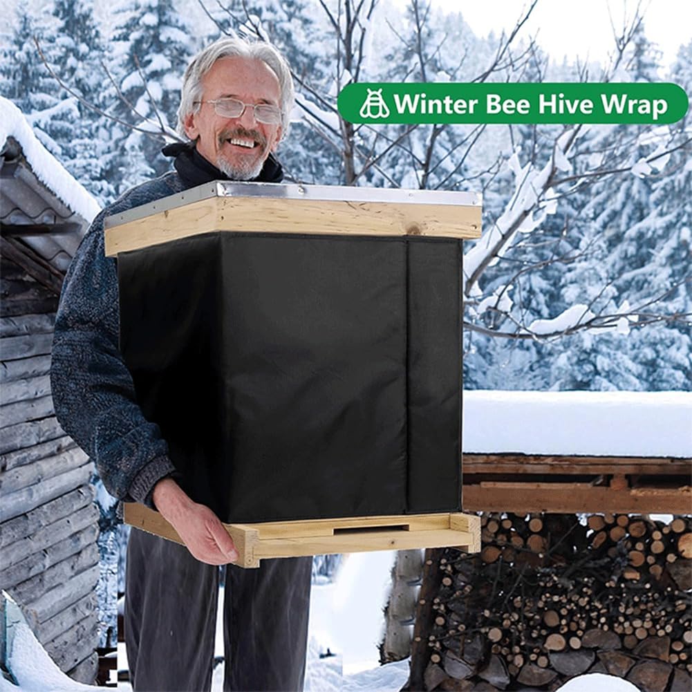 Envoltura de colmena para invierno – protectora de colmena Oxford 600D con aislamiento térmico, acogedora, resistente al viento, a prueba de frío, duradera, fácil de instalar y fácil de usar