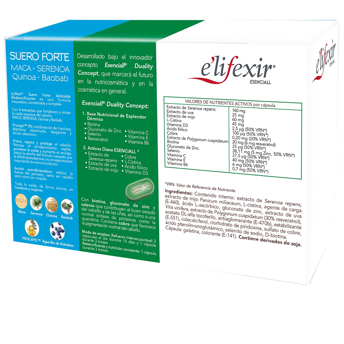 ELIFEXIR ESSIANSL - Redifier Forefire. Pomóc dobrym stanem włosów i paznokci. Włosy silniejsze i zdrowe. 60 kapsułek.