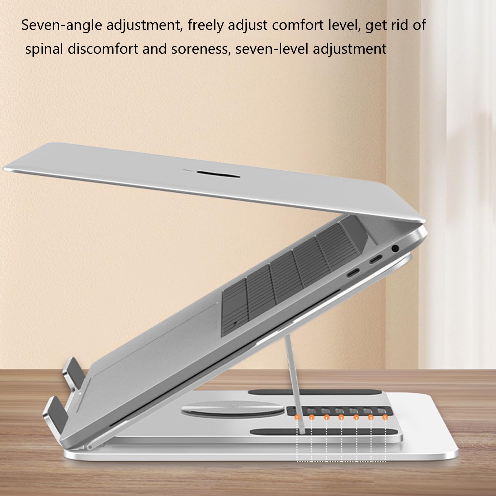 Supporto pieghevole per notebook in alluminio con base girevole a 360 gradi e 7 altezze regolabili per laptop da 17,3 pollici Supporto per laptop in alluminio