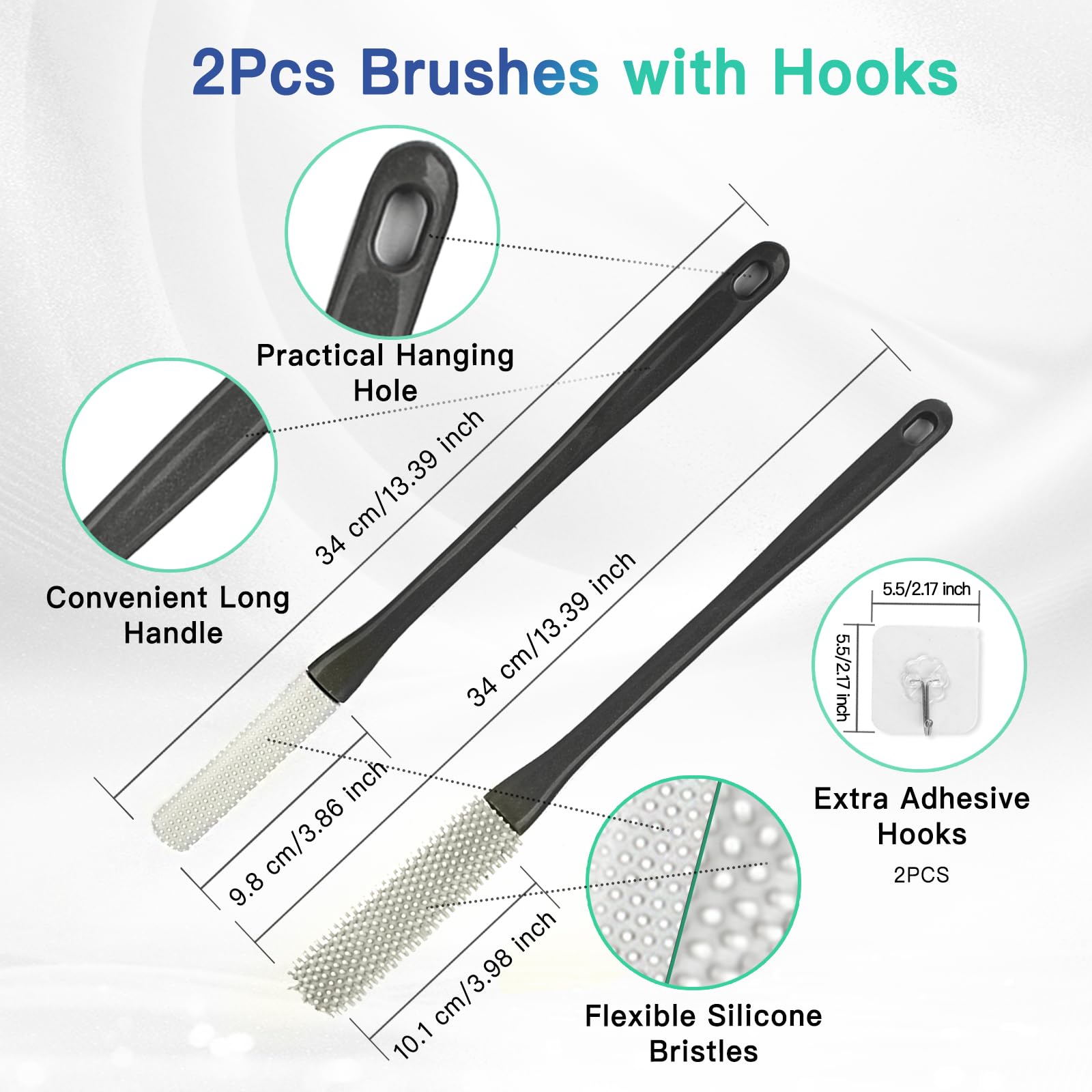 2Pcs Toe Cleaning Brush, Long Reach Foot Cleaning Brush, Long Handle Silicone Toe Gap Scrubber - Image 2