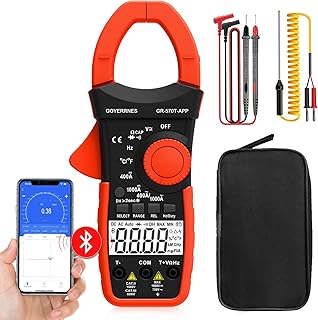 GOYERRNES AC DC Clamp Meter, Ohm meter Volt Amp Multimeter Auto Ranging Ammeter Voltmeter Tester, 4000 Counts Multimeter for Ohm, Current, Capacitance, Temperature, Continuity, Frequency, Diodes (GOYERRNES GR-570T-APP)