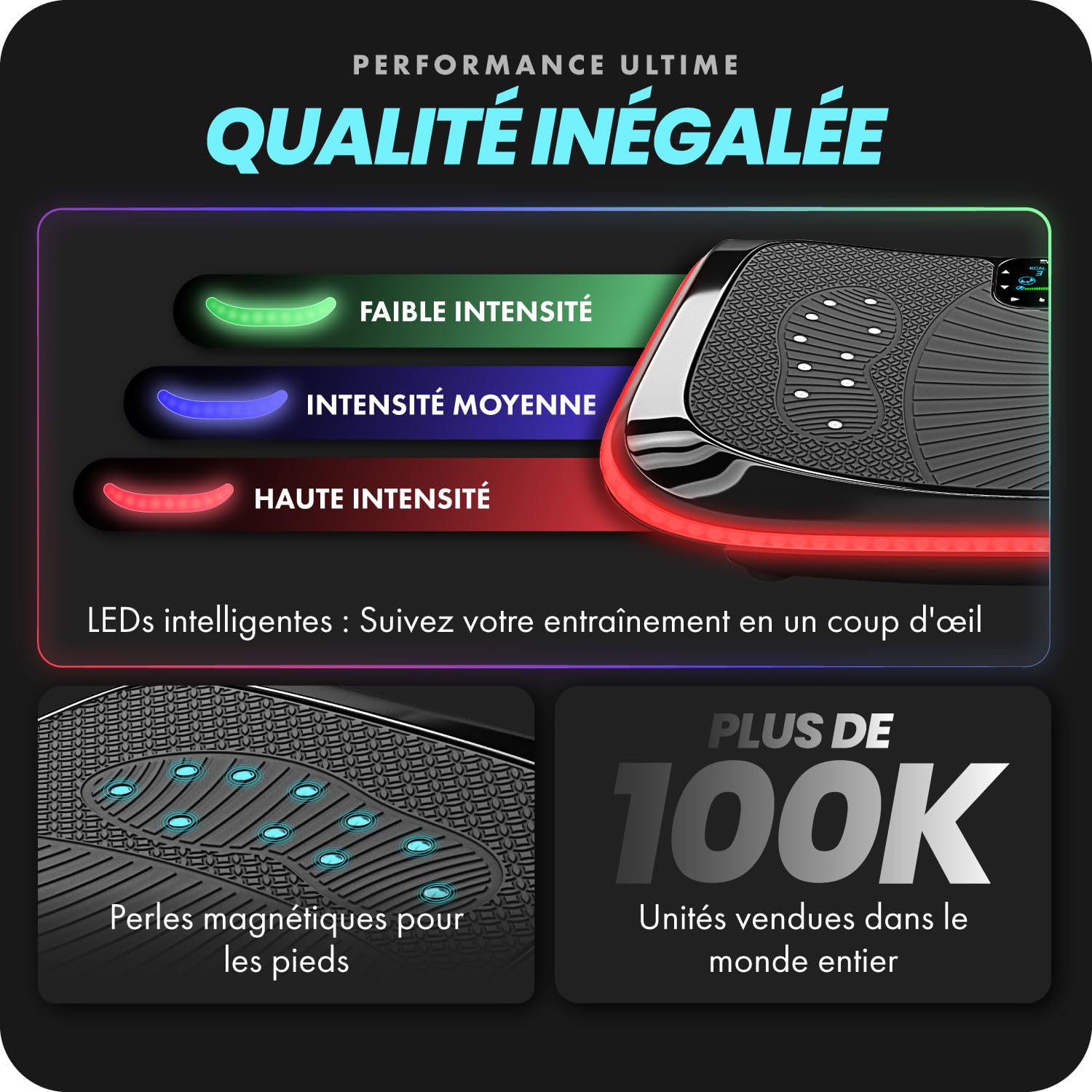 Bluefin Fitness Plateforme Vibrante Oscillante 4D Triples Moteurs Silencieux