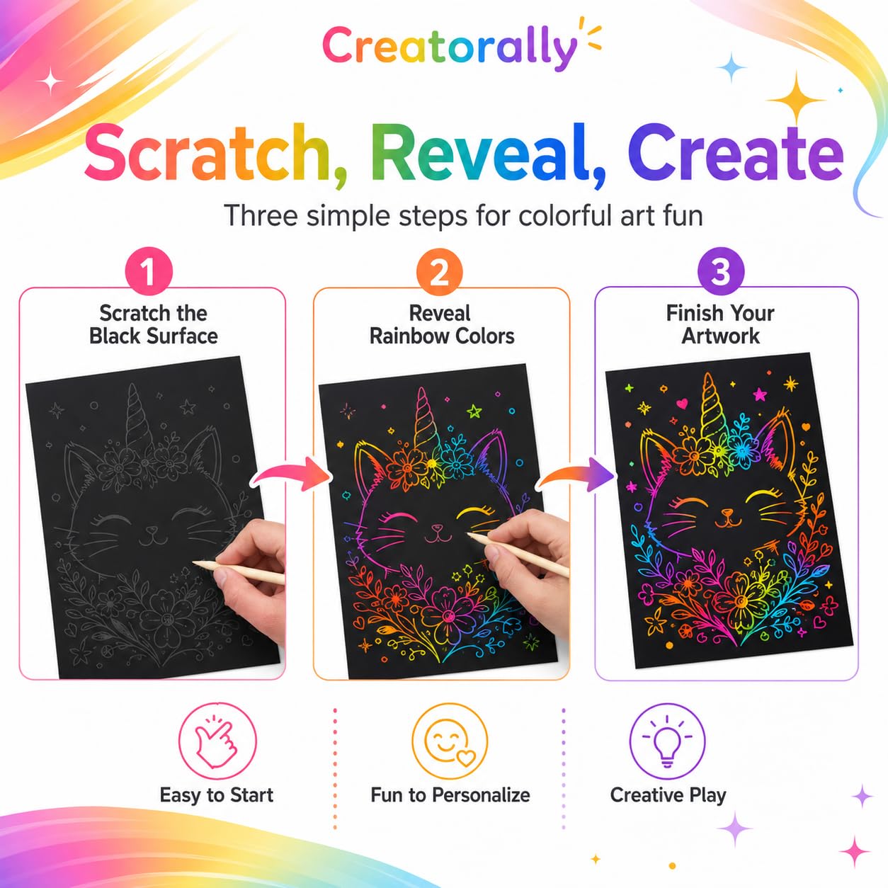 Kratzpapier A4, Bastelpapier für Laser Gravur, Regenbogen 50 Blatt Zum Kinder Zeichnen, Kunstbedarf, DIY, Weihnachten, Geburtstagsgeschenk