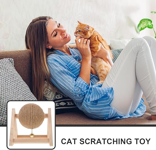 Miniatura 3 de Aboofan Juguete rascador para gatos con bola de sisal para gatos, bola de cuerda para rascar interactiva, giratoria, juguete rascador de mascotas,