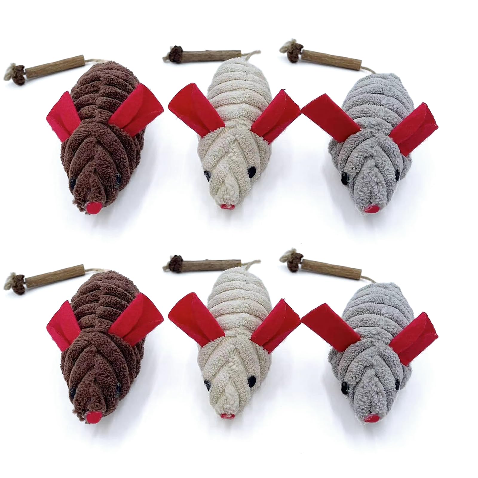 Liwein 6 Piezas Juguetes de Ratones para Gatos, Ratones para Gatos,Gato Juguete Interactivo,Peluche Ratones Multicolor para Gatos de Interior Juguetes de Ratones para Gatos