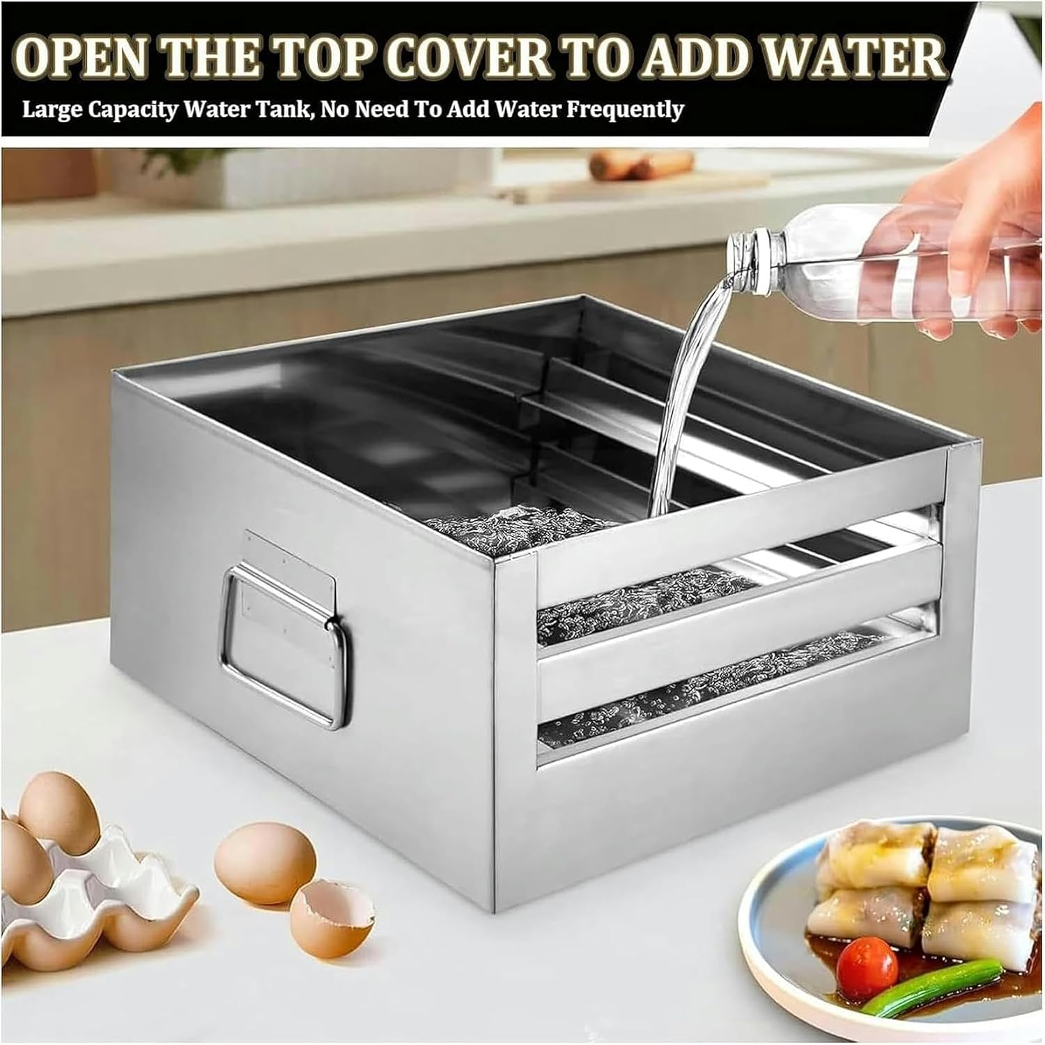Rice Noodle Rolls Machine, Rice Roll Steamer, with a Removable lid, for Gas stoves and Induction cookers-