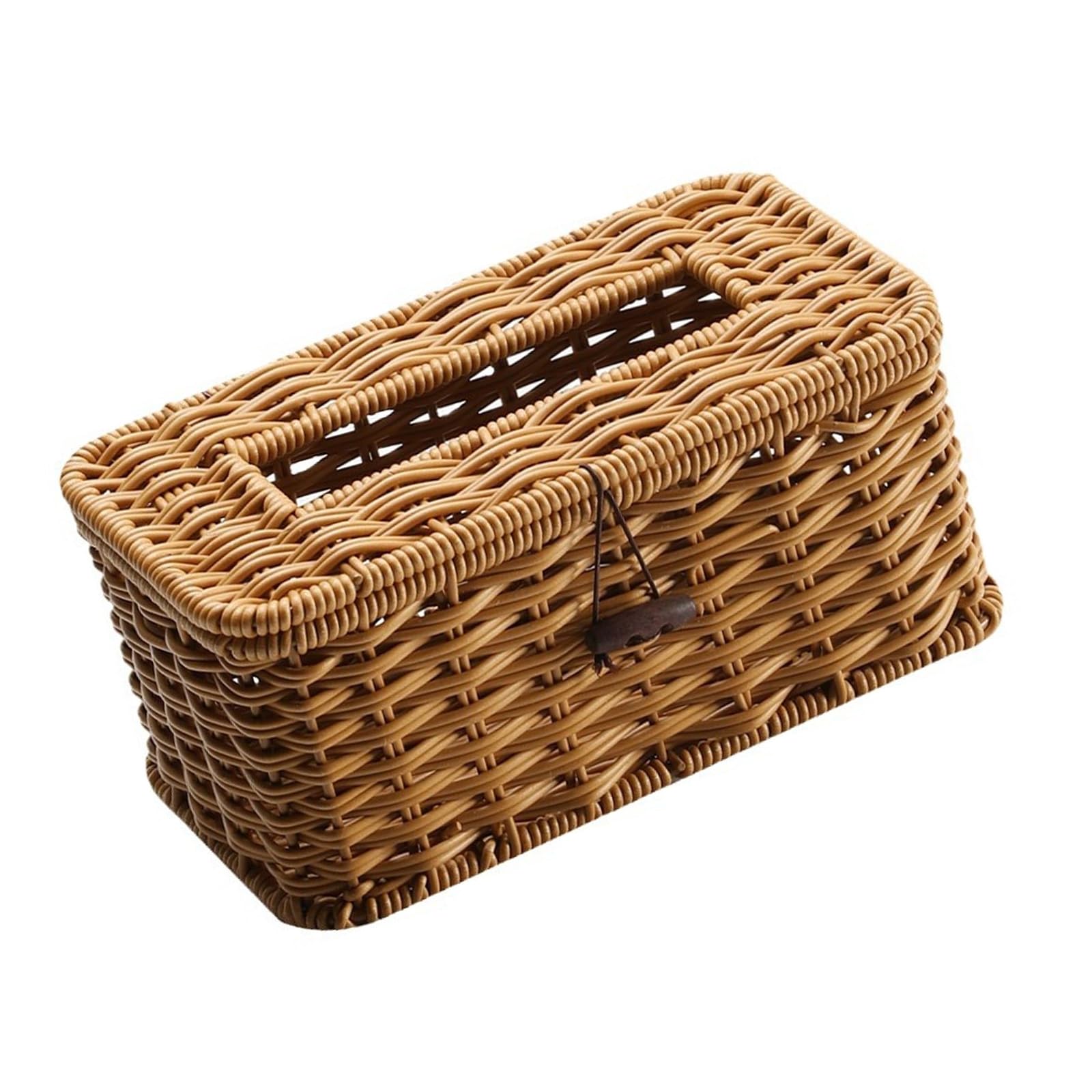 Kalttoy Tissue Dispenser with Nonslip Base Decorative Rattan Living Room Tissue Box Rectangular Paper Towel Holder Decorative Box