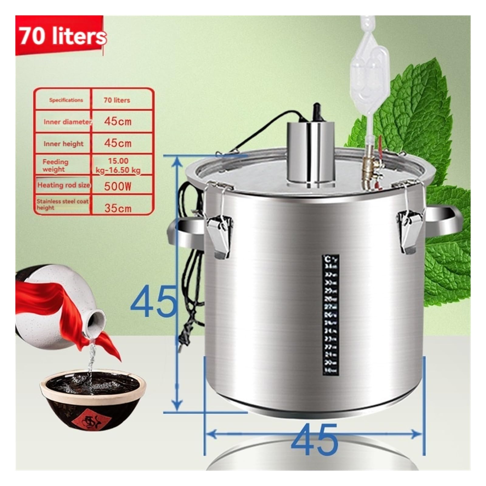 Tanque De Fermentación A Temperatura Constante, Acero Inoxidable, Cubo ElaboracióN De Cerveza AutéNtica(SKU5)