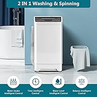 Vista 2 de Lavadora portátil, 2.1 pies cúbicos de lavado y centrifugado completamente automático combinado con 10 programas, máquina de lavandería eléctrica