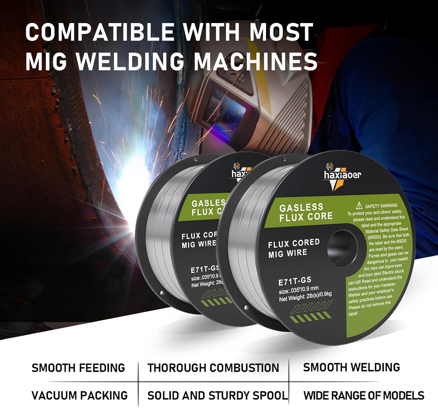 Flux core welding wire spools