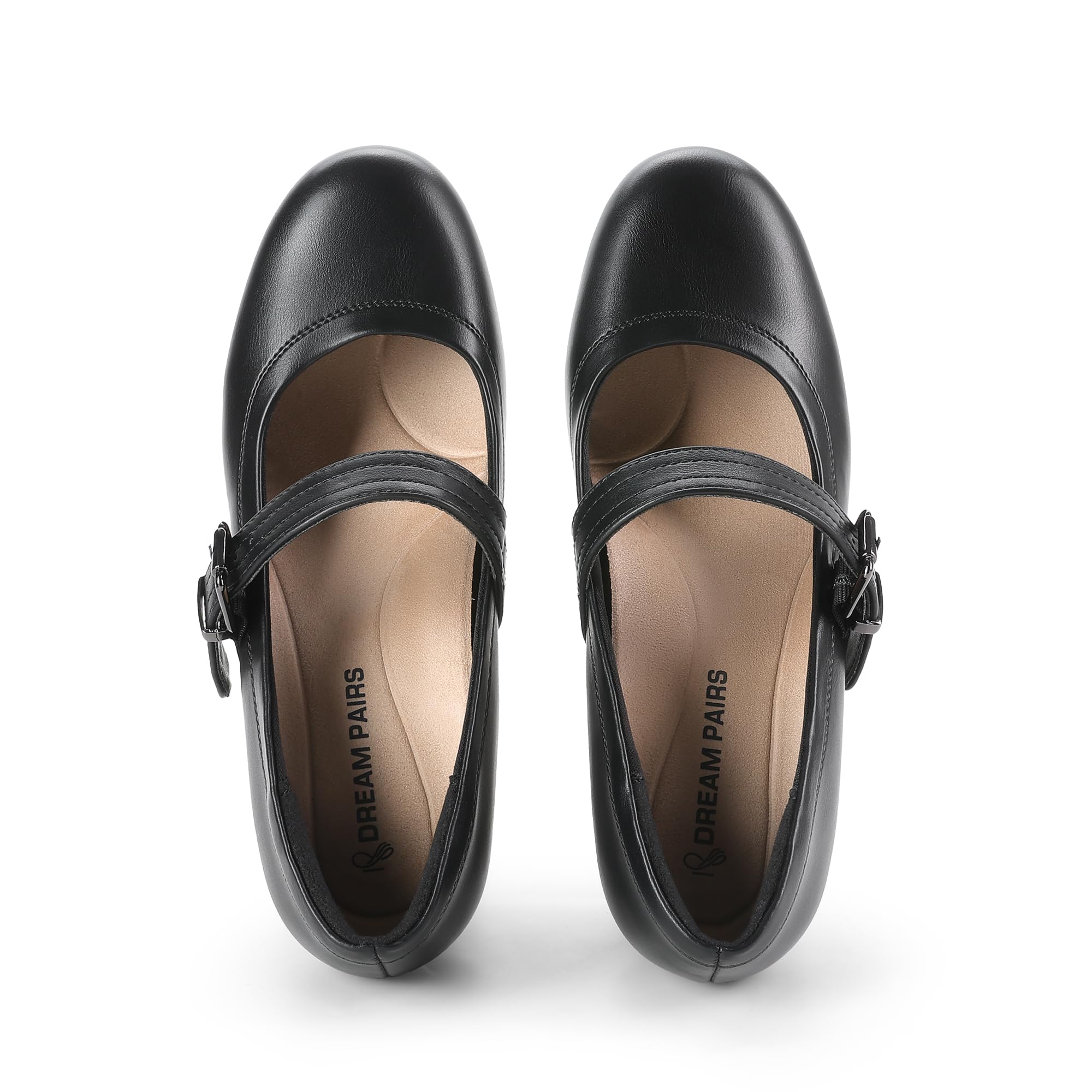 DREAM PAIRS Zapatos de Tacón Bajo Clásicos Mujer Mary Jane Zapatos de Salón de Tacón Ancho con Plantilla Acolchada
