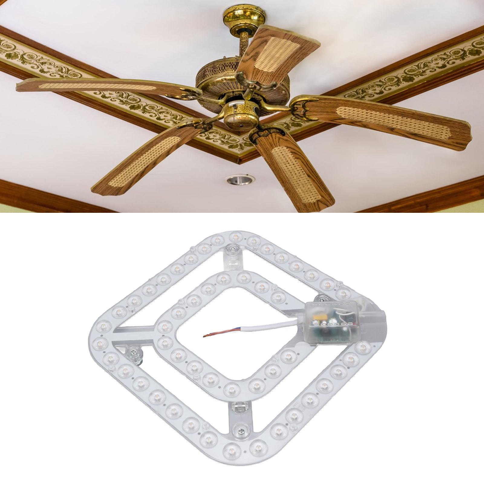 Kit de Luz LED de Repuesto para Ventilador de Techo 24W 2100 Lúmenes con 3 Colores Regulables Módulo Redondo Alta Eficiencia Energética Luz de Techo Empotrada