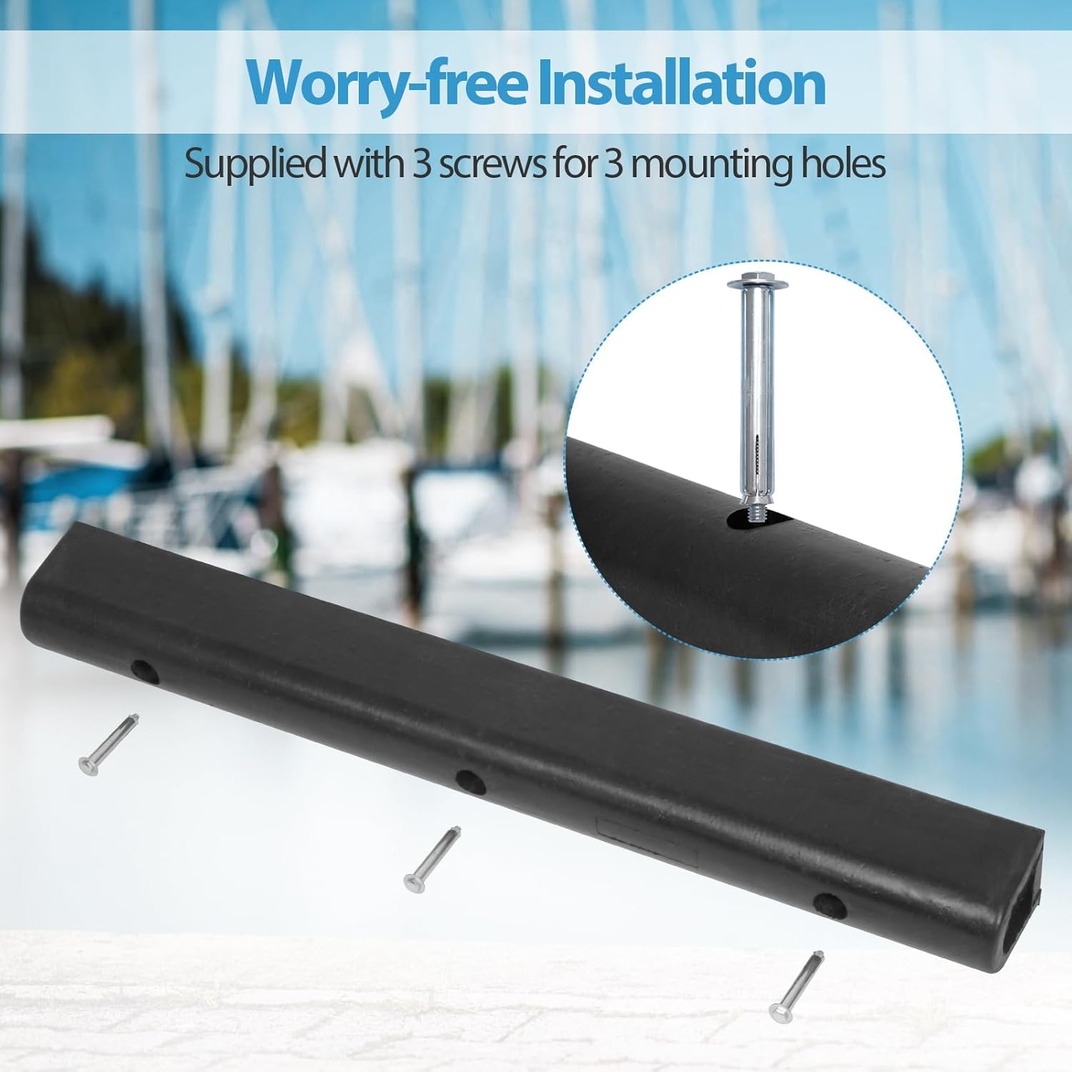 Nisorpa 3.3ft Rubber Dock Bumper Heavy Duty Boat Bumpers for Docking Adsorbing Shock Extruded Bumper for Parking Spots,Boat Docks, Loading Docks Marinas-39.4"(L) x 3.94"(W) x 3.94"(H),Black