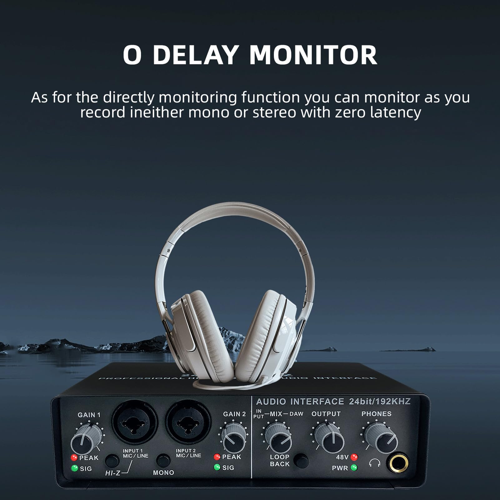 Interfaz de audio USB profesional para grabación con función de retorno y bucle Phantom 48V ideal para conciertos de música y estudios