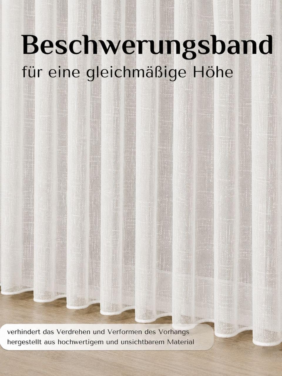 Gardinen Vorhänge mit Kräuselband & Bleiband Leinenoptik Fertiggardine Vorhang halbtransparente Voile Gardine für Wohnzimmer & Schlafzimmer, Ecru 1er-Set(H×B 240×600 cm)