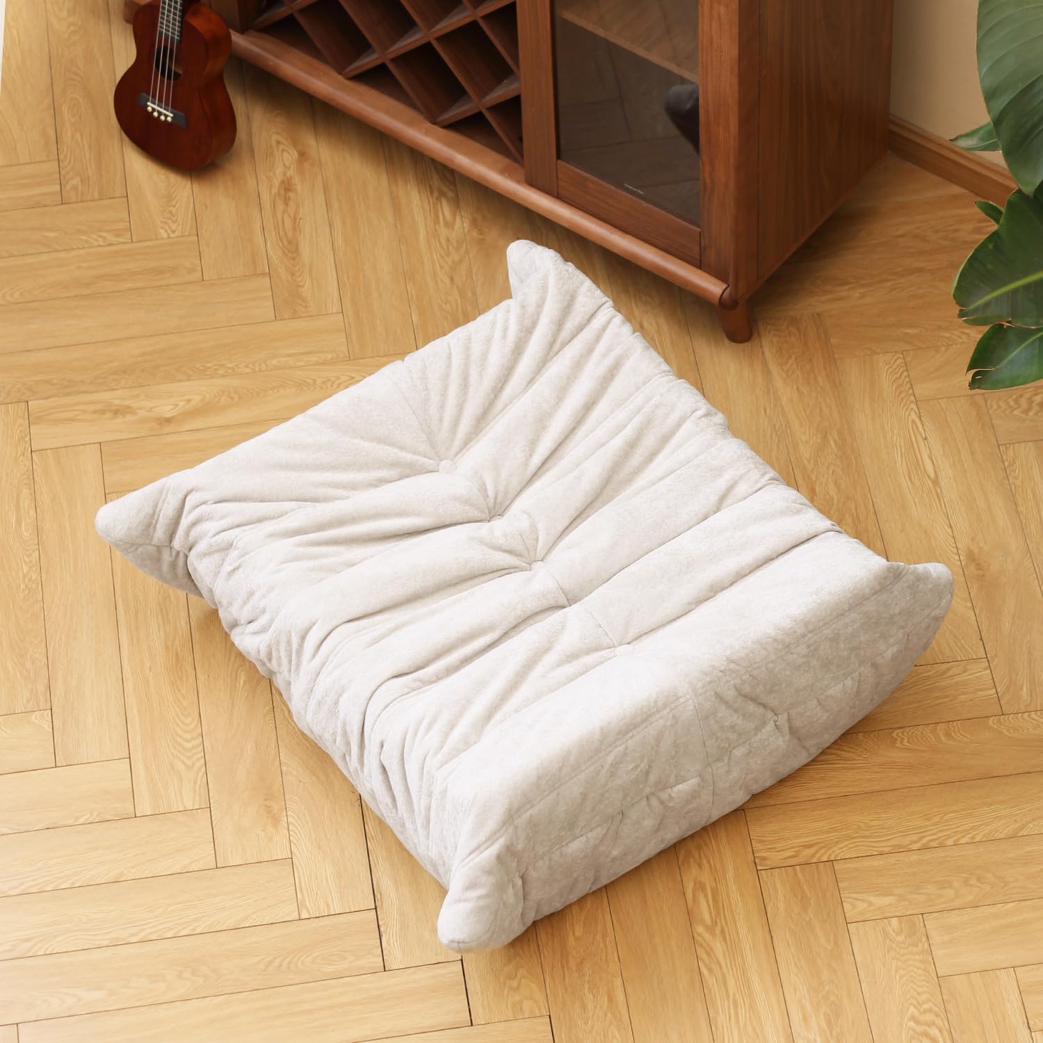 N V Fireside Chair Mid Century Armless Floor Sofa Soft Premium Chenille Floor Lounge Chair Foam Sofa Accent