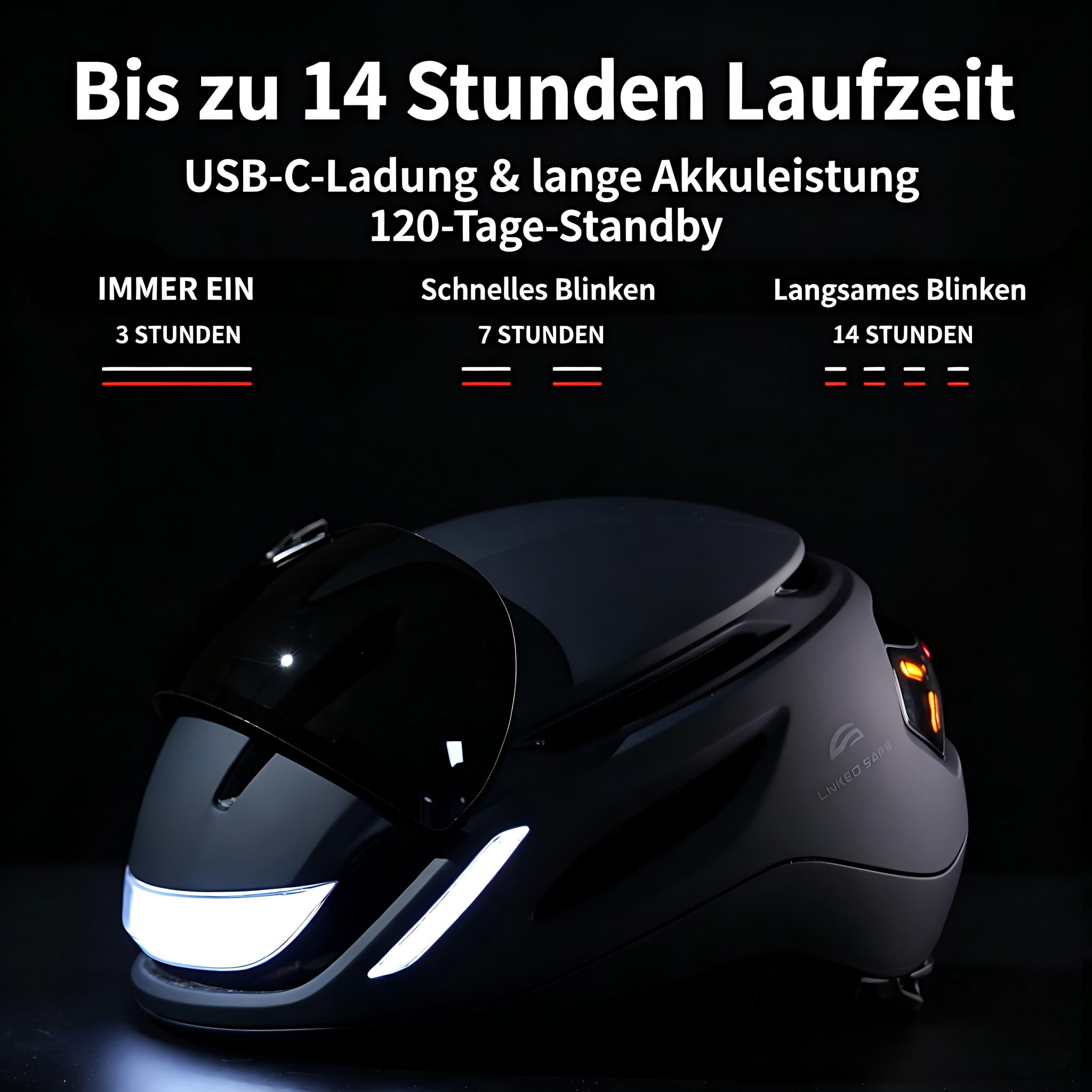 Fahrradhelm Smart für Erwachsene mit abnehmbarem Visier, Bluetooth, Magnetverschluss, LED-Blinkern per Fernbedienung, Bremslicht, IPX65, CPSC 1203 & NTA8776, leicht & belüftet