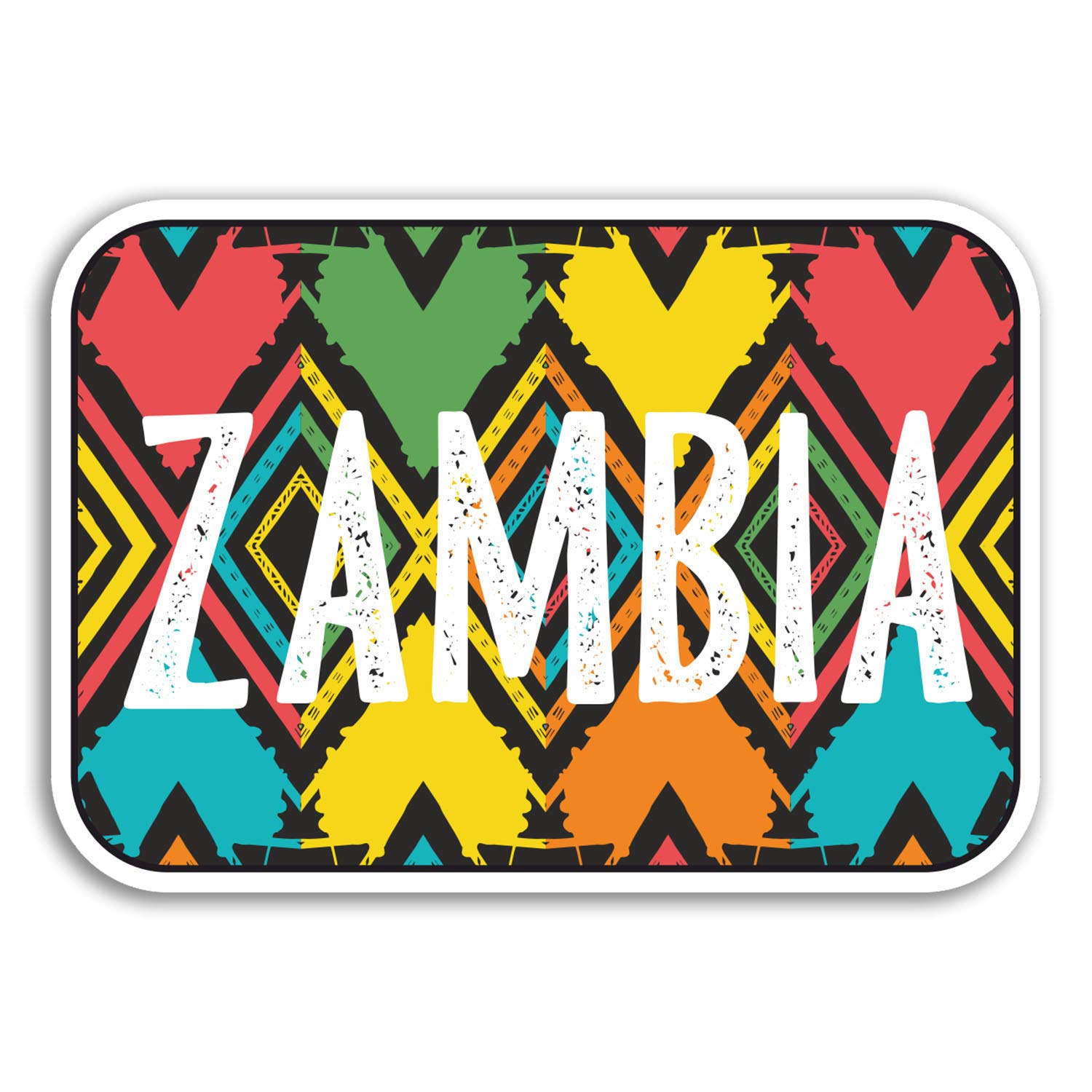 Destination Vinyl Ltd Multi 2 X 10Cm Zambia Africa Vinyl Stickers - Fun Tribal Travel Sticker Luggage #18858 (10Cm Wide)