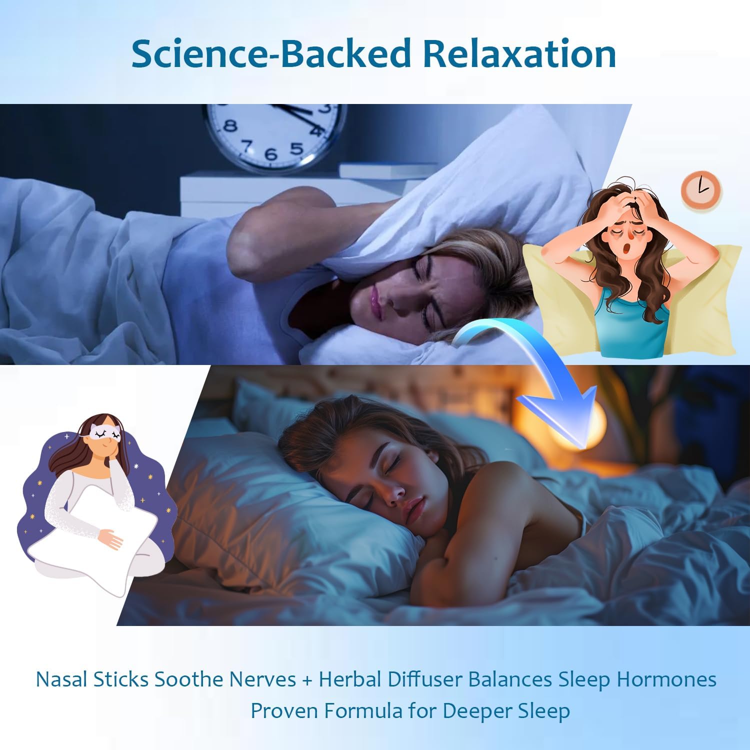 PUFFIAIR Herbal Melatonin Diffuser + Lavender Nasal Sticks (3 Pack) | Lavender, Chamomile, Ashwagandha | Sleep Support, Stress Relief, Stuffy Nose Relief | 600 Uses