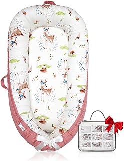 Baby Lounger | Organic Cotton Infant Lounger | Reversible, Adjustable & Portable Floor Lounger | Soft, Breathable, Washable Cover
