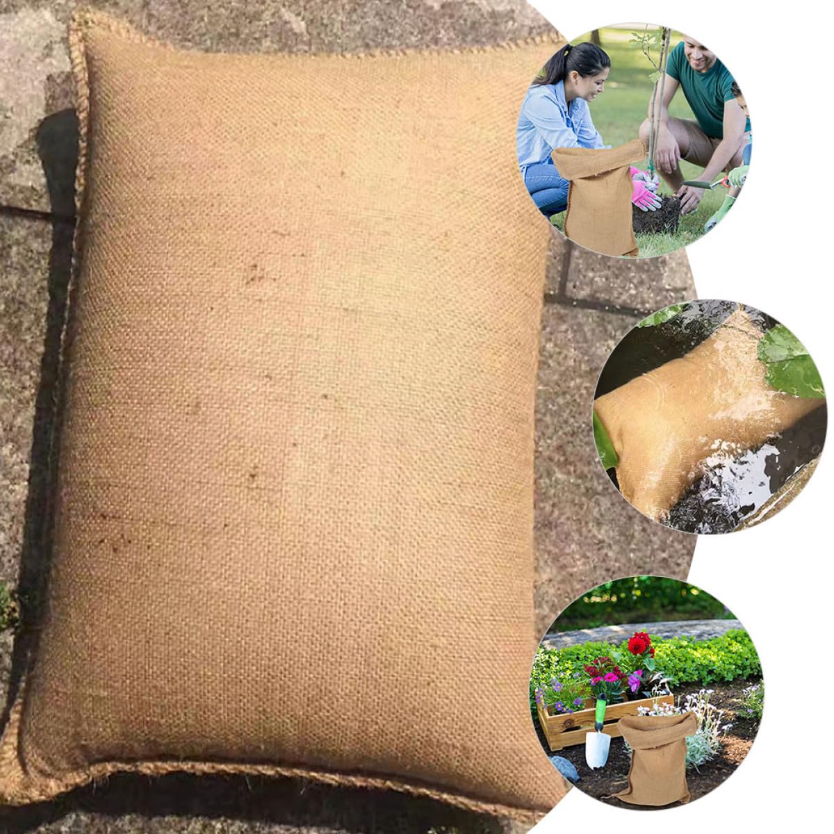 jojofuny 5 Sacchetti di Iuta Resistenti per Conservazione e Trasporto, Sacchi Multifunzionali Elevata Capacità di Carico per Giardinaggio Domestico