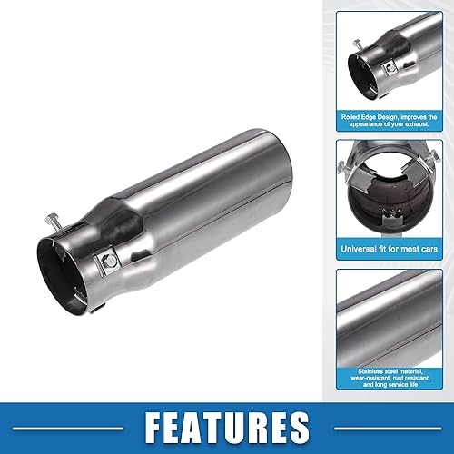 Miniatura 3 de A ABSOPRO Punta de escape para automóvil, camión, tubo de cola ajustable de 1.06-2.17 pulgadas, entrada de 2.64 pulgadas, salida de 8.7 pulgadas de