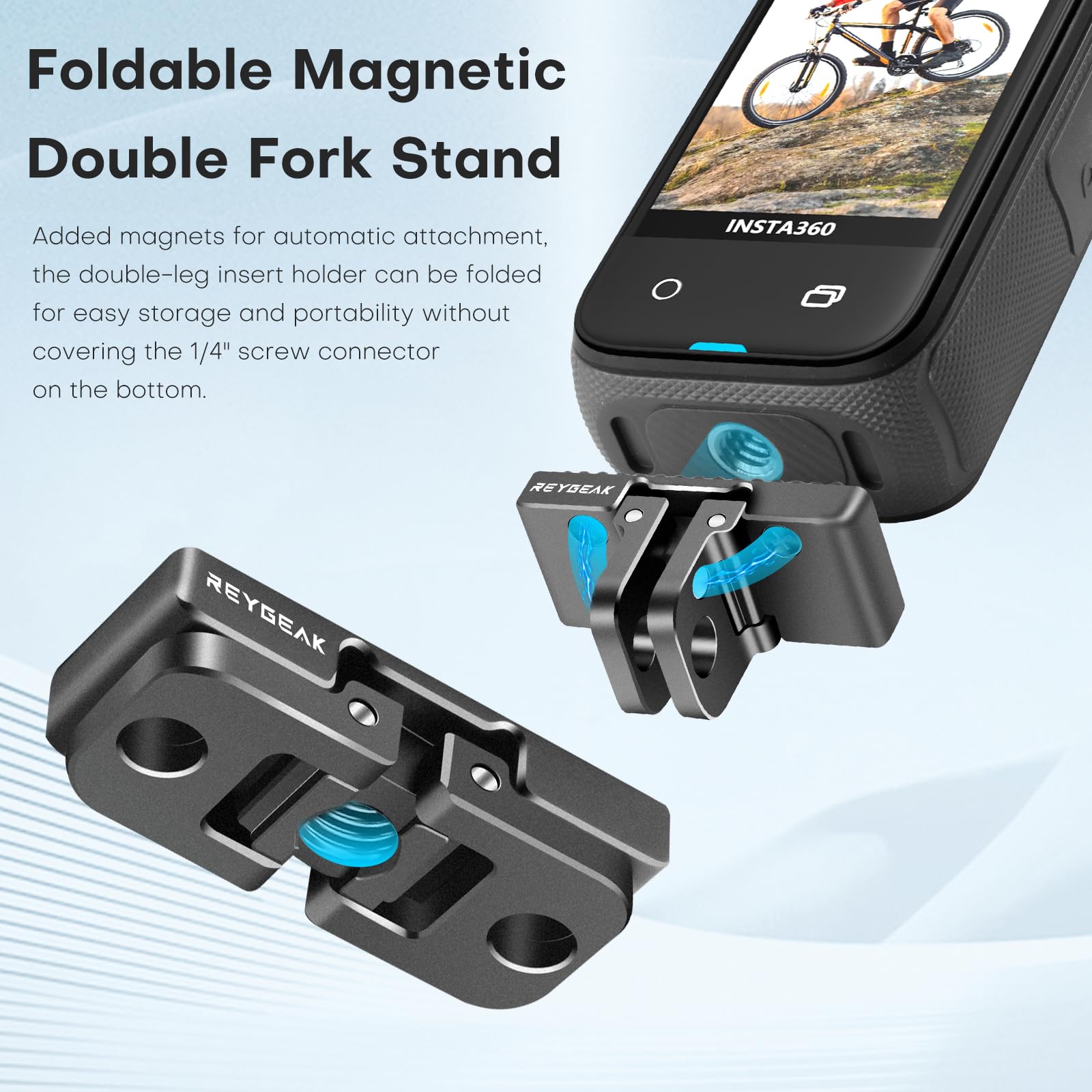 REYGEAK Quick Release Mount for Insta360 X4,Aluminum Head Camera Adapter with 1/4" Screw,Magnetic Dual-Claws Interface,Camera Conversion Adapter for Camera Holder Accessories with Dual-Claw - Image 4