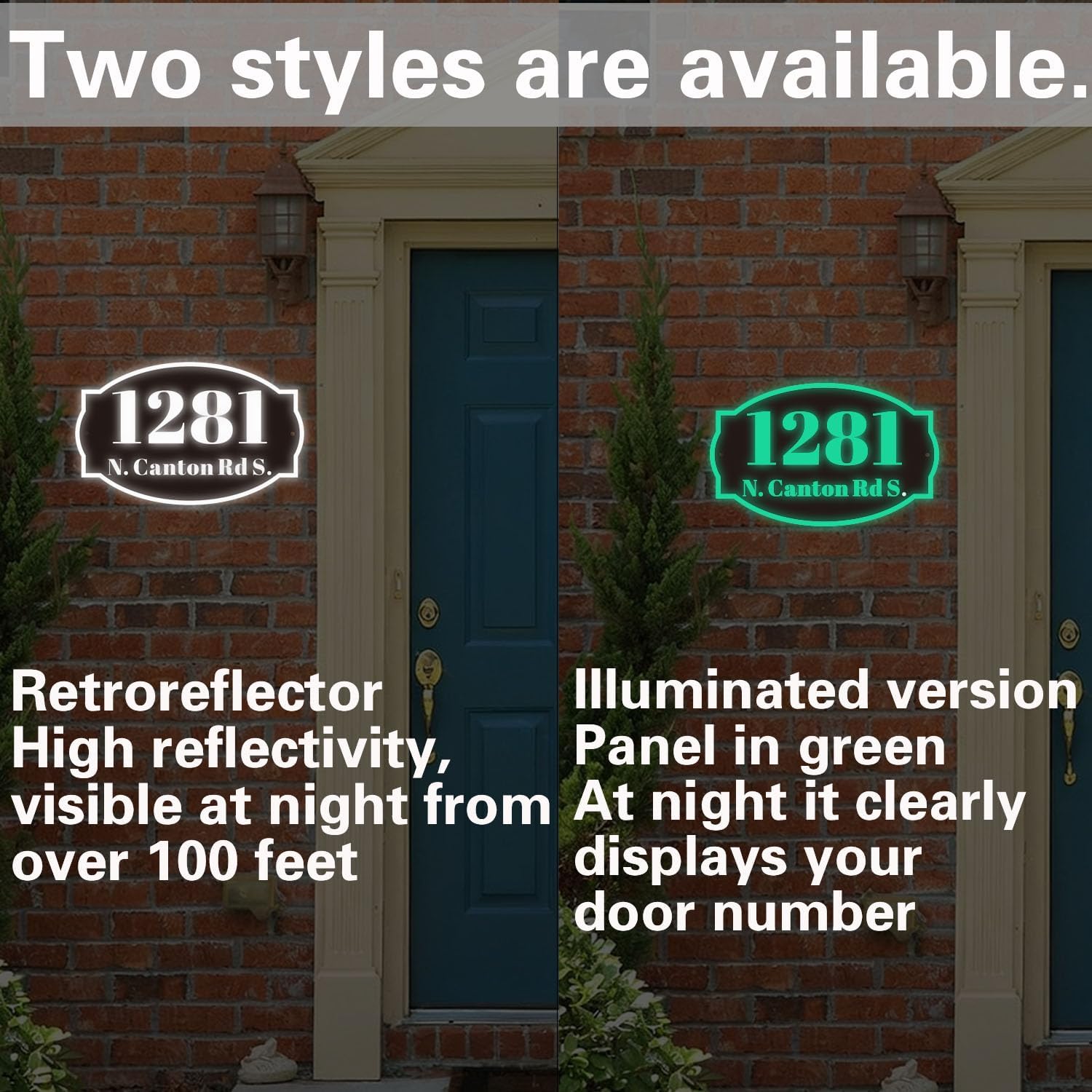 Custom Address Sign for House，Aluminum House Number Plaque Horizontal Address Sign Personalized Reflective House Numbers for Mailbox，Suitable for Mailbox, Driveway, Outdoor