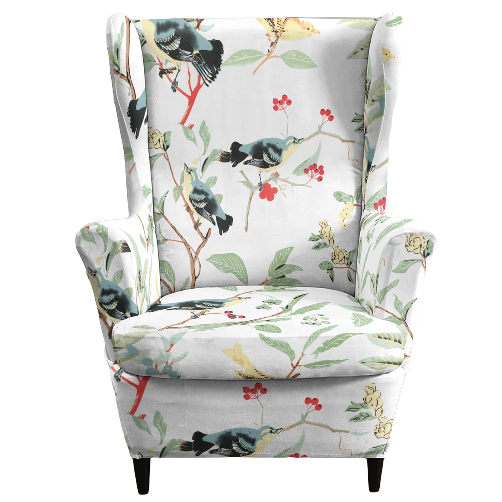 HonorHut White Wingback Chair Covers with Prints Vintage Armchair Slipcover