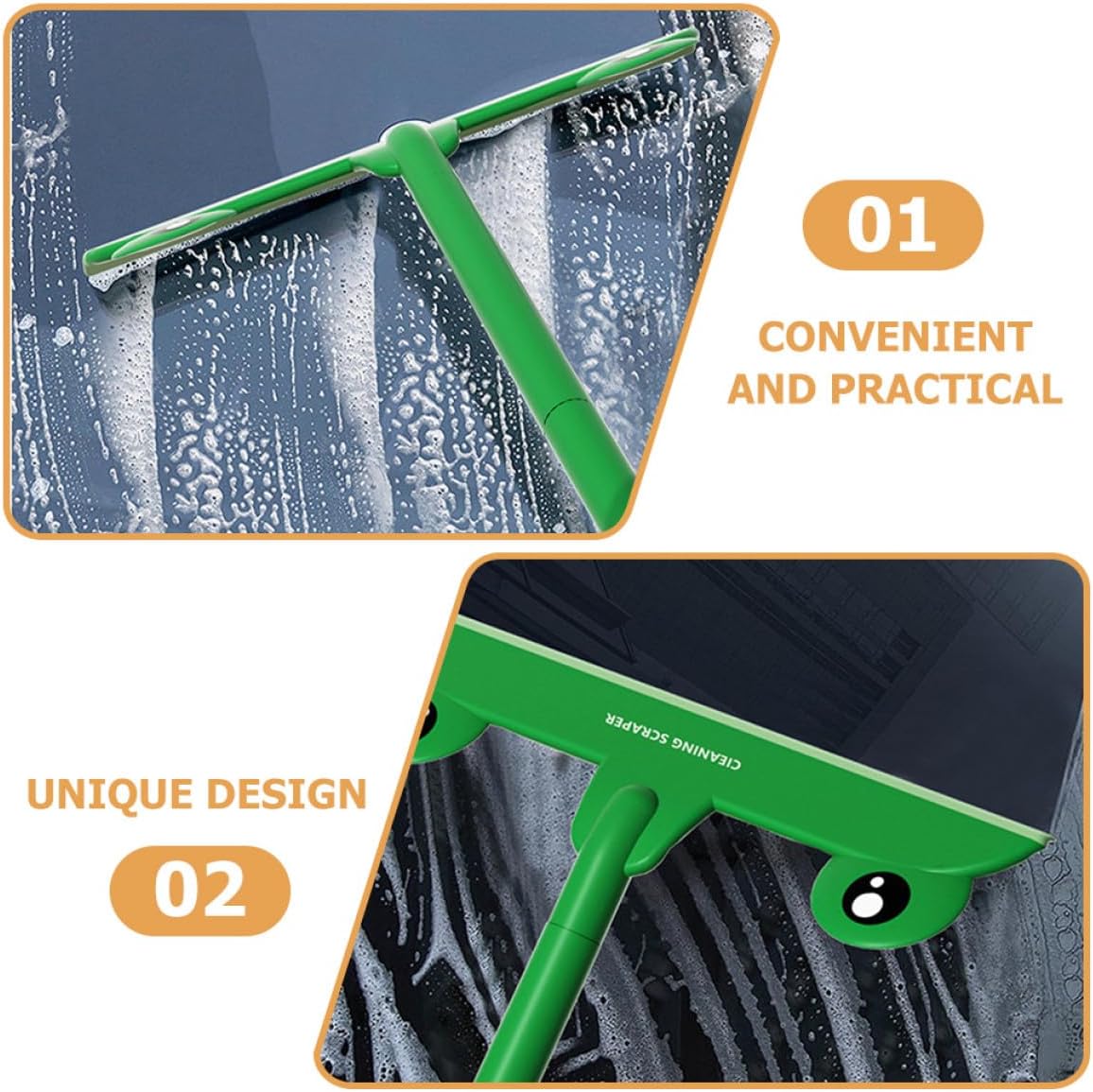 Creative Frog Small Shower Glass Squeegee, Cartoon Window Squeegee for Bathroom Doors, Handheld Windshield Cleaning Tool for Home and Travel