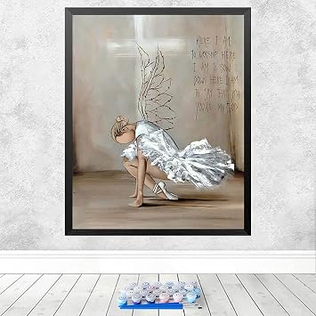 MLSG DIY Paint by Numbers for Adults, Easy Paint by Numbers for Beginner, Acrylic Watercolor Paint by Number for Adults, Painting by Numbers Perfect for Gift Decor 16x20inch Without Frame Angel 06