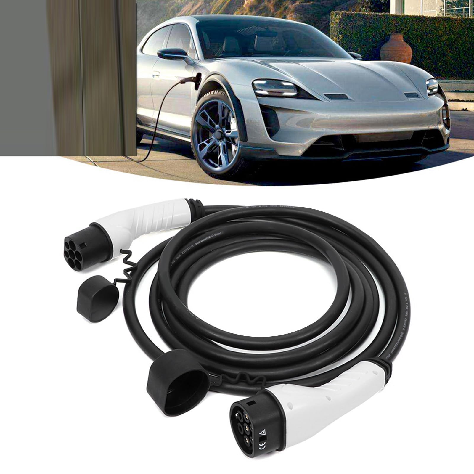 KIMISS Estación de Carga para Vehículos Eléctricos, Cargador Portátil para Vehículos Eléctricos, Trifásico, 250V/415V, 16A, Carga Rápida para Todos los Eléctricos Enchufables (16A-FE-A16D3-E&C)